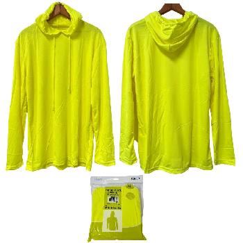 2pk High Visibility Long Sleeve Safety Yellow Hooded Shirt [Med]